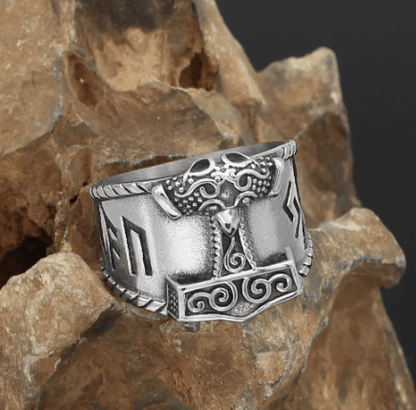 Rings 9 Vikings Raven Mjölnir Stainless Steel Ring Ancient Treasures Ancientreasures Viking Odin Thor Mjolnir Celtic Ancient Egypt Norse Norse Mythology