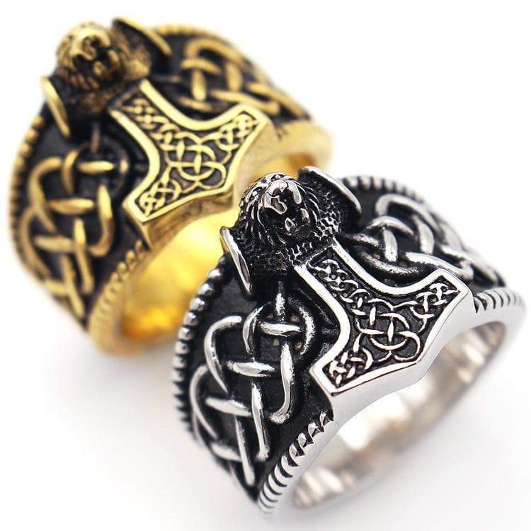 Rings AsJerlya 316L Stainless Steel Vintage Thor's Hammer Mjolnir Viking Ring For Man's Gift Punk Rock Jewelry Boy's Gift Big Size|Rings| Ancient Treasures Ancientreasures Viking Odin Thor Mjolnir Celtic Ancient Egypt Norse Norse Mythology