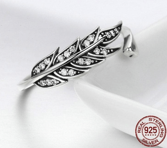 Rings BAMOER Hot Sale Authentic 925 Sterling Silver Feather Wings Adjustable Finger Ring for Women Sterling Silver Jewelry Gift SCR313|Rings| Ancient Treasures Ancientreasures Viking Odin Thor Mjolnir Celtic Ancient Egypt Norse Norse Mythology