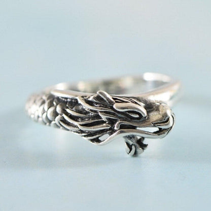 Rings BOCAI New 100% real solid S925 silver Chinese style retro Chinese zodiac Chinese dragon ring domineering fashion woman ring|Rings| Ancient Treasures Ancientreasures Viking Odin Thor Mjolnir Celtic Ancient Egypt Norse Norse Mythology