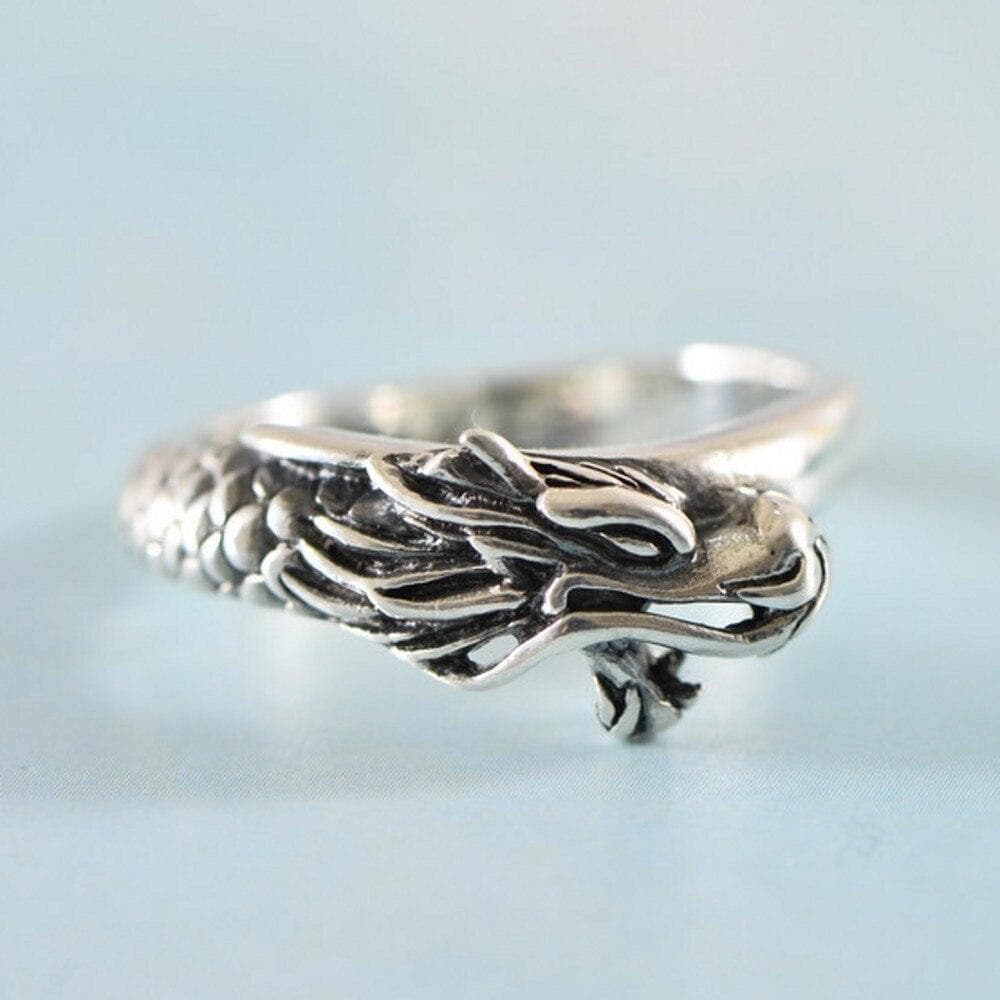 Rings BOCAI New 100% real solid S925 silver Chinese style retro Chinese zodiac Chinese dragon ring domineering fashion woman ring|Rings| Ancient Treasures Ancientreasures Viking Odin Thor Mjolnir Celtic Ancient Egypt Norse Norse Mythology