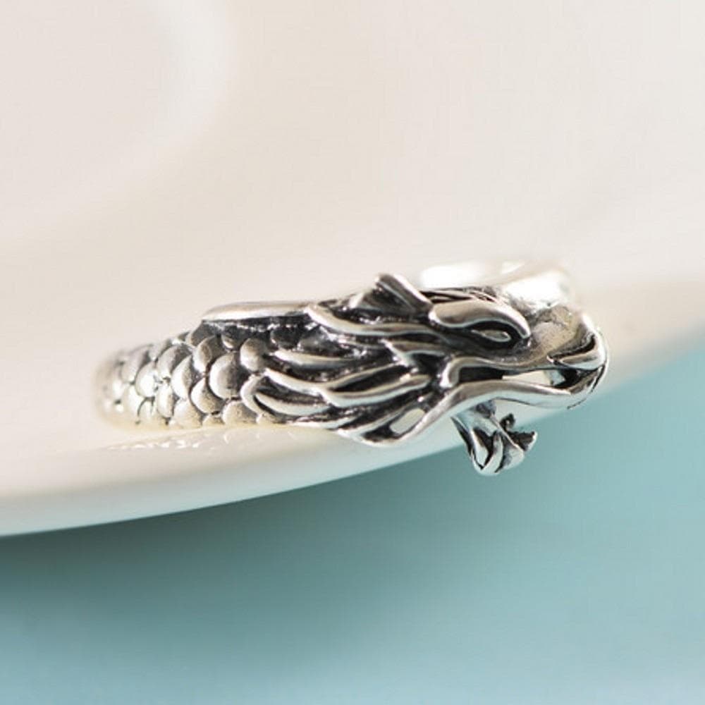 Rings BOCAI New 100% real solid S925 silver Chinese style retro Chinese zodiac Chinese dragon ring domineering fashion woman ring|Rings| Ancient Treasures Ancientreasures Viking Odin Thor Mjolnir Celtic Ancient Egypt Norse Norse Mythology