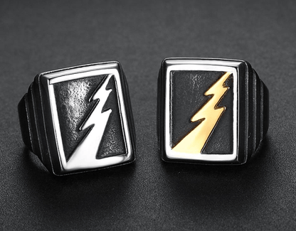 Rings CFBulongs Men's personality Lightning Pattern Stamp Ring Stainless Steel Lightning Icon Superhero Cosplay Man Jewelry|Rings| Ancient Treasures Ancientreasures Viking Odin Thor Mjolnir Celtic Ancient Egypt Norse Norse Mythology