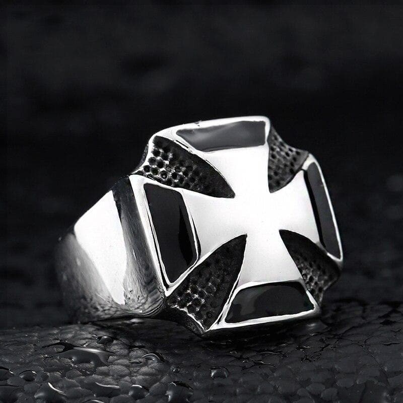 Rings Domineering World War II German Iron Cross Ring For Men Vintage Stainless Steel Punk Biker Military Ring Wholesale|Rings| Ancient Treasures Ancientreasures Viking Odin Thor Mjolnir Celtic Ancient Egypt Norse Norse Mythology