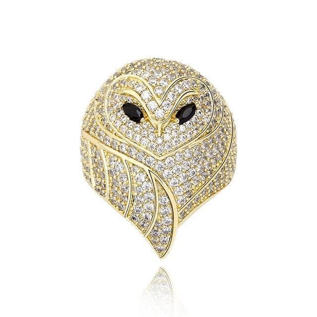 Rings Gold / 7 JINAO NEW Hip Hop AAA+ CZ Plated High Quality Iced Out Charm Owl Shape Men and Woman Ring Jewelry For Gift|Rings| Ancient Treasures Ancientreasures Viking Odin Thor Mjolnir Celtic Ancient Egypt Norse Norse Mythology