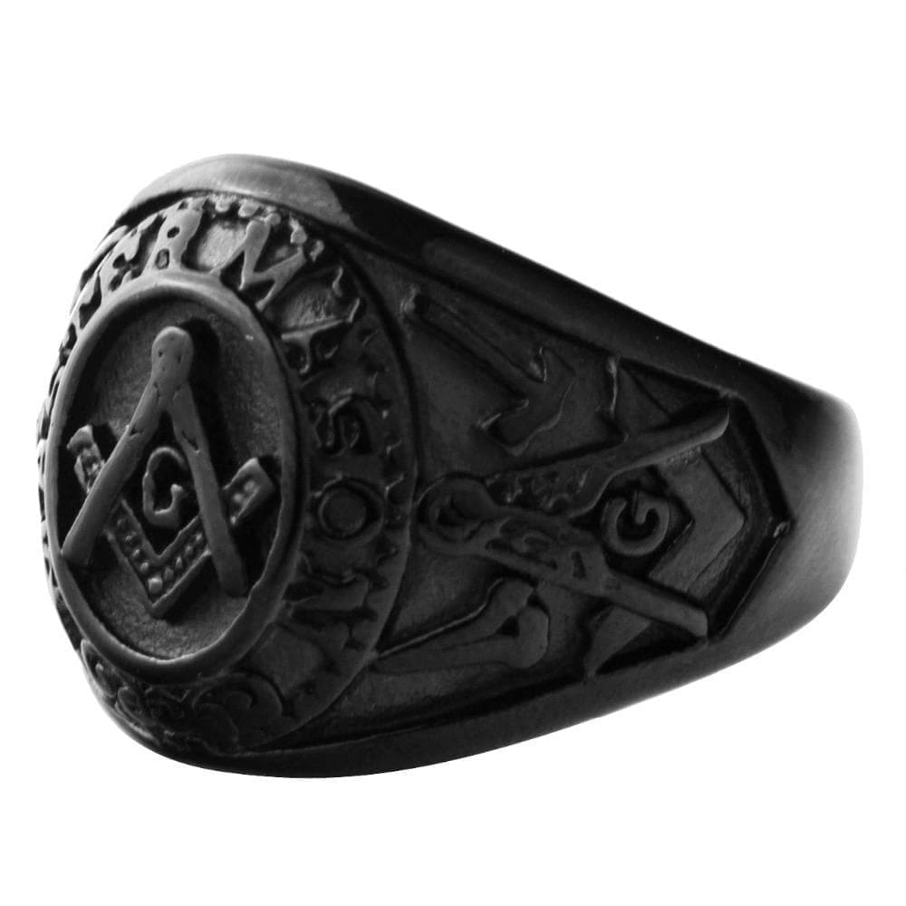 Rings Master Mason Freemason Men's black Free Mason Stainless Steel Masonic Ring|Rings| Ancient Treasures Ancientreasures Viking Odin Thor Mjolnir Celtic Ancient Egypt Norse Norse Mythology