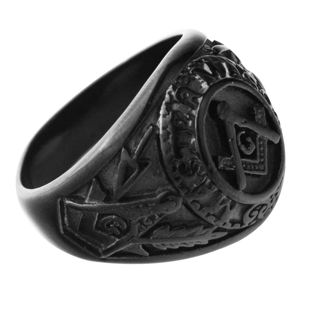 Rings Master Mason Freemason Men's black Free Mason Stainless Steel Masonic Ring|Rings| Ancient Treasures Ancientreasures Viking Odin Thor Mjolnir Celtic Ancient Egypt Norse Norse Mythology