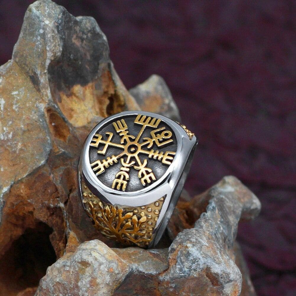 Rings Men Viking Yggdrasil Vegvisir Stainless steel Ring With Valknut Gift Bag|Rings| Ancient Treasures Ancientreasures Viking Odin Thor Mjolnir Celtic Ancient Egypt Norse Norse Mythology