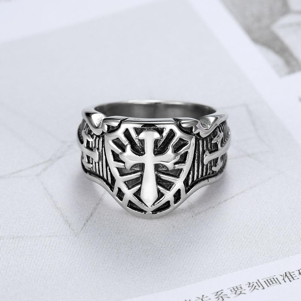 Rings Punk 316L Stainless Steel Armor Shield Ring Knight Templar Crusade Cross Sword Christian Jewelry Medieval Signet Mens Rings|Rings| Ancient Treasures Ancientreasures Viking Odin Thor Mjolnir Celtic Ancient Egypt Norse Norse Mythology