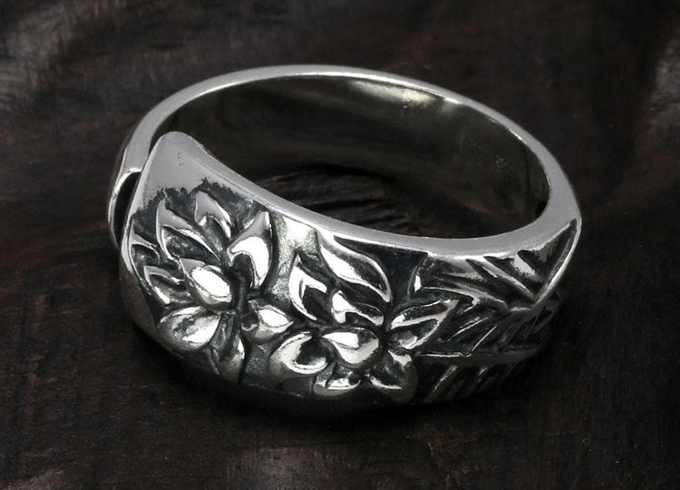 Rings Resizable Real Solid 990 Pure Silver Lotus Rings For Women Open Type Vintage Engraved Flowers Ring Thai Silver Buddha Jewelry|Rings| Ancient Treasures Ancientreasures Viking Odin Thor Mjolnir Celtic Ancient Egypt Norse Norse Mythology