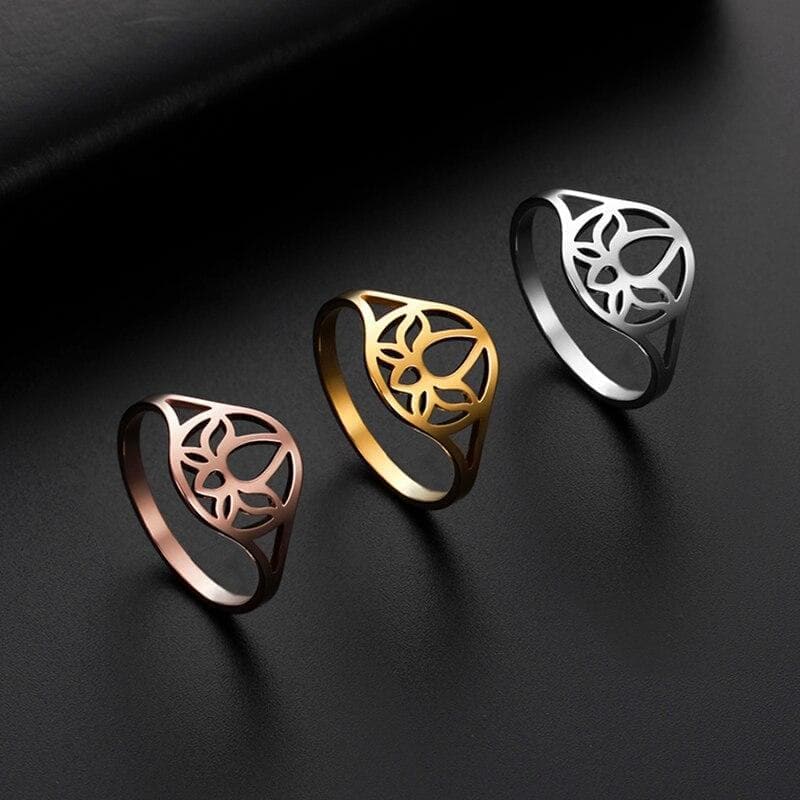 Rings Skyrim Women Lotus Flower Finger Rings Stainless Steel Gold Color Casual Ring Anniversary Jewelry Birthday Gift for Lover Friend|Rings| Ancient Treasures Ancientreasures Viking Odin Thor Mjolnir Celtic Ancient Egypt Norse Norse Mythology