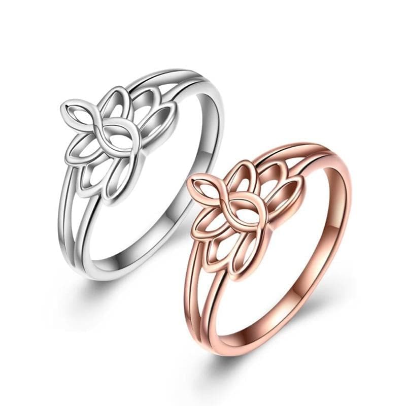 Rings Stainless Steel Hollow Lotus Flower Ring for Women Rose Gold Silver Color Elegant Party Ring|Rings| Ancient Treasures Ancientreasures Viking Odin Thor Mjolnir Celtic Ancient Egypt Norse Norse Mythology