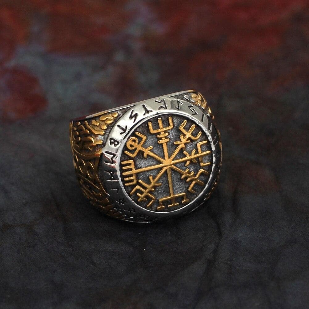 Rings Stainless steel Men Viking Vegvisir Yggdrasi Tree Of Life Ring With Valknut Gift Bag|Rings| Ancient Treasures Ancientreasures Viking Odin Thor Mjolnir Celtic Ancient Egypt Norse Norse Mythology