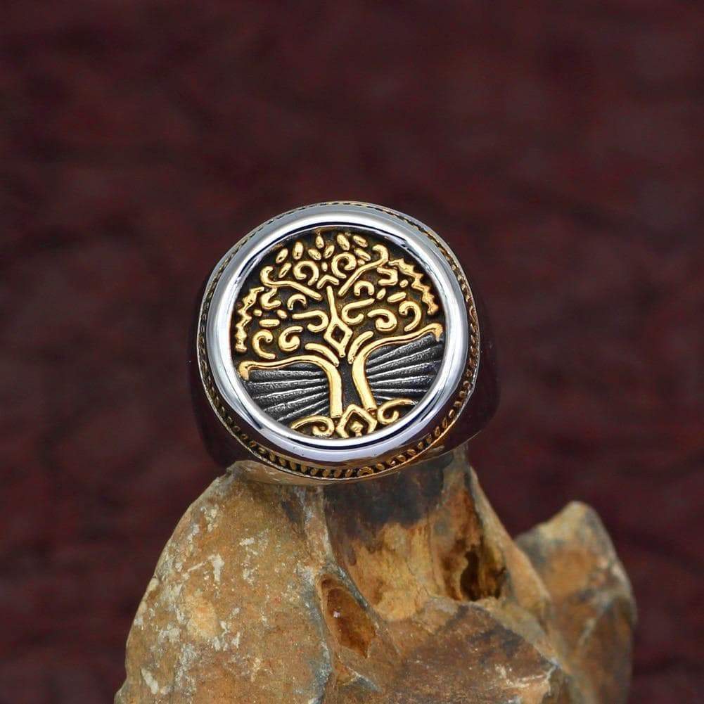 Rings Stainless steel Men Viking Yggdrasi Tree Of Life Ring With Valknut Gift Bag|Rings| Ancient Treasures Ancientreasures Viking Odin Thor Mjolnir Celtic Ancient Egypt Norse Norse Mythology