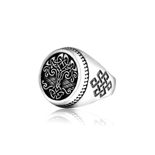 Rings Stainless Steel Tree Life Signet Yggdrasil Celtics Knotwork Ring Classic Men Viking Amulet Rings Nordic Jewelry|Rings| Ancient Treasures Ancientreasures Viking Odin Thor Mjolnir Celtic Ancient Egypt Norse Norse Mythology