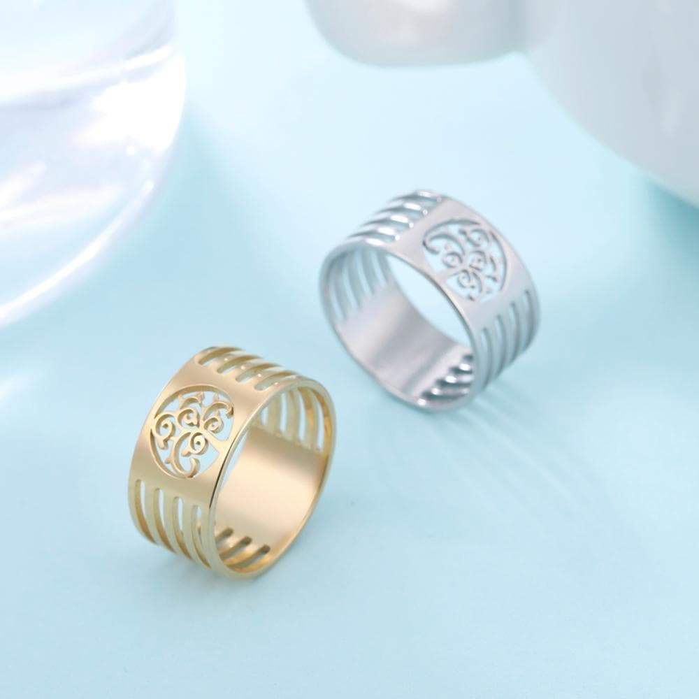 Rings Teamer Wisdom Life of Tree Rings for Women Men Wide Stainless Steel Ring Rose Gold Fashion Jewelry Punk Hiphop Accessories Wicca|Rings| Ancient Treasures Ancientreasures Viking Odin Thor Mjolnir Celtic Ancient Egypt Norse Norse Mythology