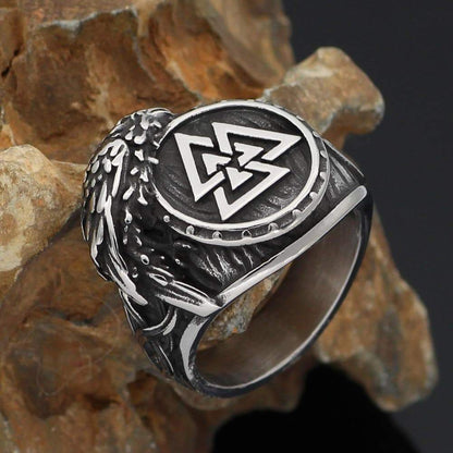 Rings Viking Odin's Raven Valknut Stainless Steel Ring Ancient Treasures Ancientreasures Viking Odin Thor Mjolnir Celtic Ancient Egypt Norse Norse Mythology