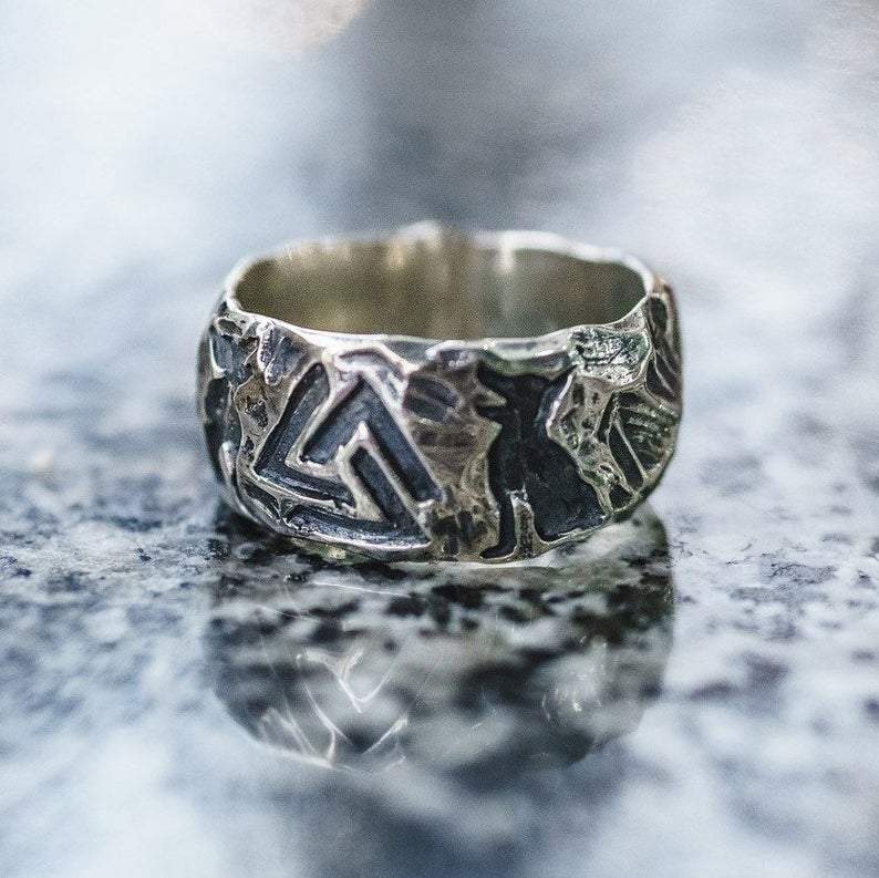 Elfasio Men's Stainless Steel Viking Ring - Valknut Odin Symbol, Norse Vintage Style
