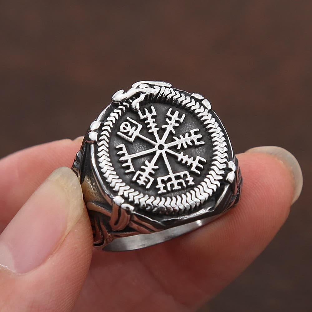 Rings Vikings Dragon Vegvisir Stainless Steel Ring Ancient Treasures Ancientreasures Viking Odin Thor Mjolnir Celtic Ancient Egypt Norse Norse Mythology