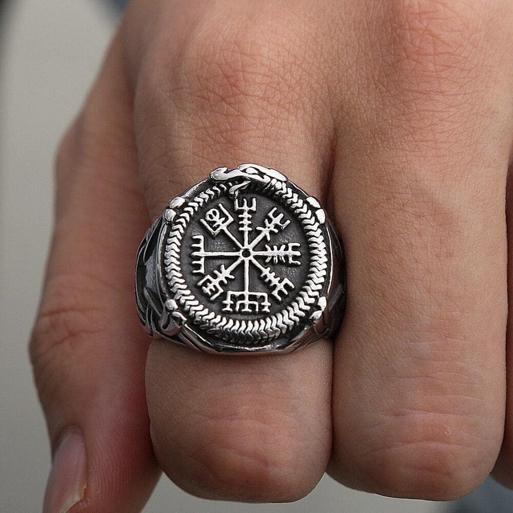 Rings Vikings Dragon Vegvisir Stainless Steel Ring Ancient Treasures Ancientreasures Viking Odin Thor Mjolnir Celtic Ancient Egypt Norse Norse Mythology