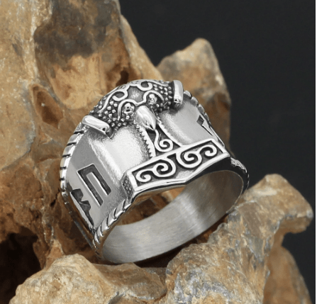 Rings Vikings Raven Mjölnir Stainless Steel Ring Ancient Treasures Ancientreasures Viking Odin Thor Mjolnir Celtic Ancient Egypt Norse Norse Mythology