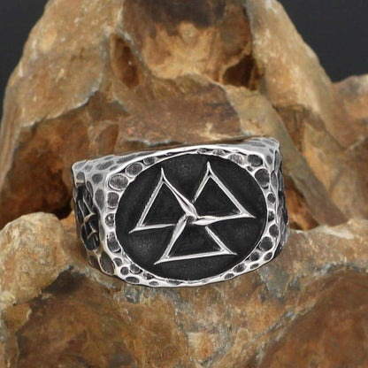 Vikings Valknut Punched Stainless Steel Ring