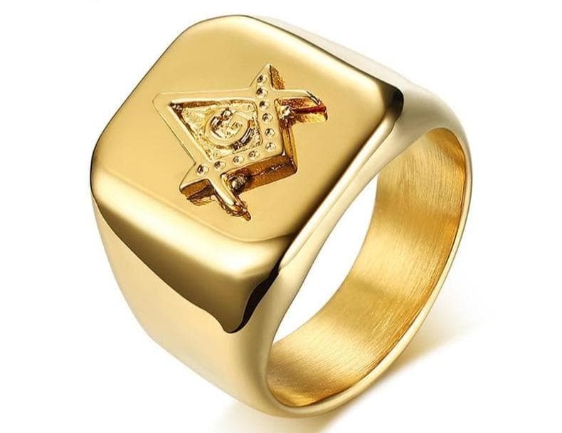 Rings Vnox Gold Tone Men's Masonic Compass Square Free Mason Ring High Polished Stainless Steel Big Male Ring Party Cool Jewelry|Rings| Ancient Treasures Ancientreasures Viking Odin Thor Mjolnir Celtic Ancient Egypt Norse Norse Mythology