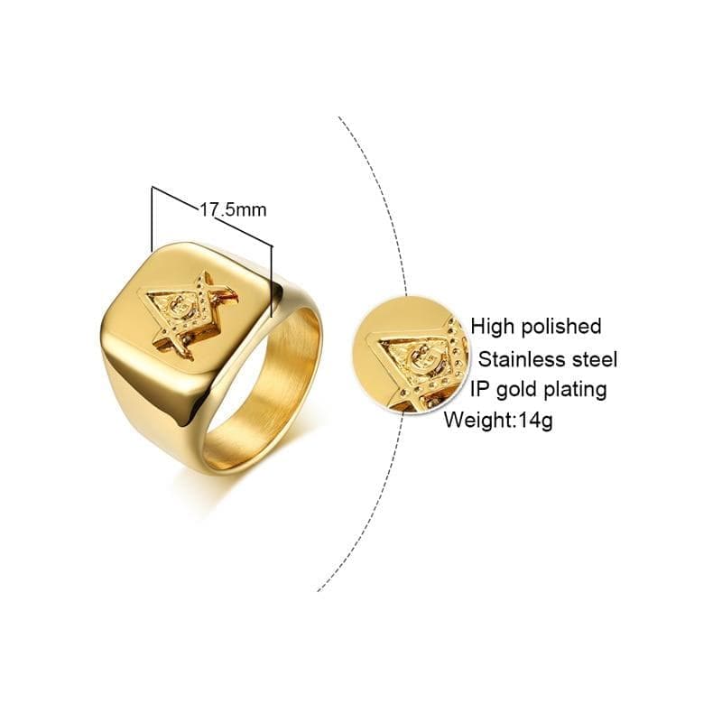 Rings Vnox Gold Tone Men's Masonic Compass Square Free Mason Ring High Polished Stainless Steel Big Male Ring Party Cool Jewelry|Rings| Ancient Treasures Ancientreasures Viking Odin Thor Mjolnir Celtic Ancient Egypt Norse Norse Mythology