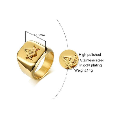 Rings Vnox Gold Tone Men's Masonic Compass Square Free Mason Ring High Polished Stainless Steel Big Male Ring Party Cool Jewelry|Rings| Ancient Treasures Ancientreasures Viking Odin Thor Mjolnir Celtic Ancient Egypt Norse Norse Mythology