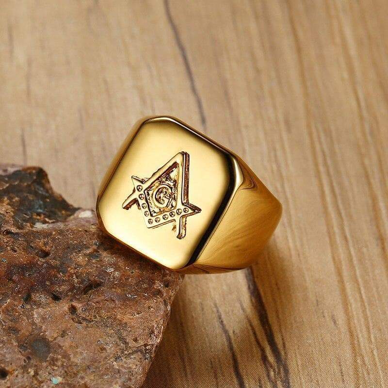 Rings Vnox Gold Tone Men's Masonic Compass Square Free Mason Ring High Polished Stainless Steel Big Male Ring Party Cool Jewelry|Rings| Ancient Treasures Ancientreasures Viking Odin Thor Mjolnir Celtic Ancient Egypt Norse Norse Mythology