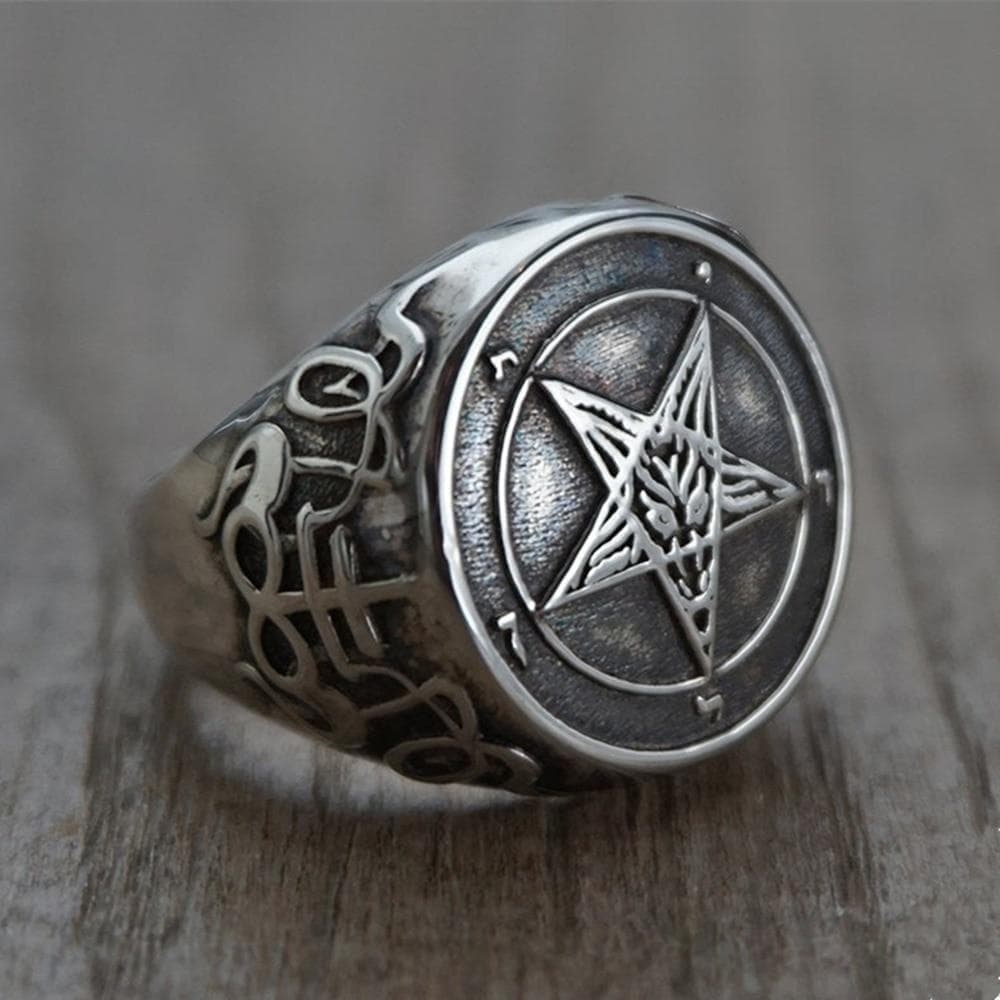 Rings Wiccan Sigil of Baphomet Stainless Steel Ring Ancient Treasures Ancientreasures Viking Odin Thor Mjolnir Celtic Ancient Egypt Norse Norse Mythology