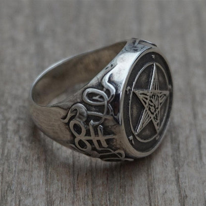 Rings Wiccan Sigil of Baphomet Stainless Steel Ring Ancient Treasures Ancientreasures Viking Odin Thor Mjolnir Celtic Ancient Egypt Norse Norse Mythology