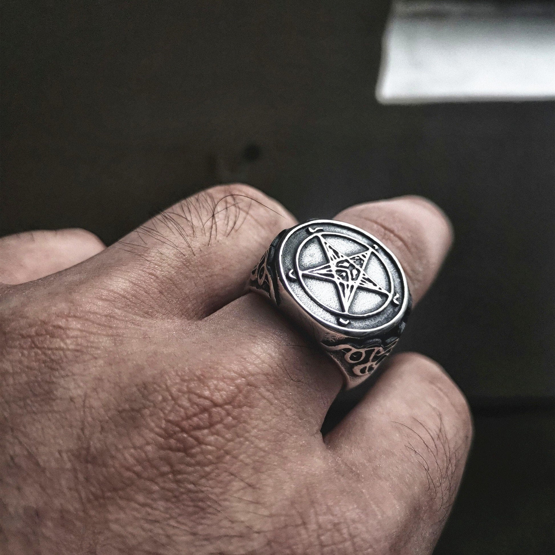 Rings Wiccan Sigil of Baphomet Stainless Steel Ring Ancient Treasures Ancientreasures Viking Odin Thor Mjolnir Celtic Ancient Egypt Norse Norse Mythology