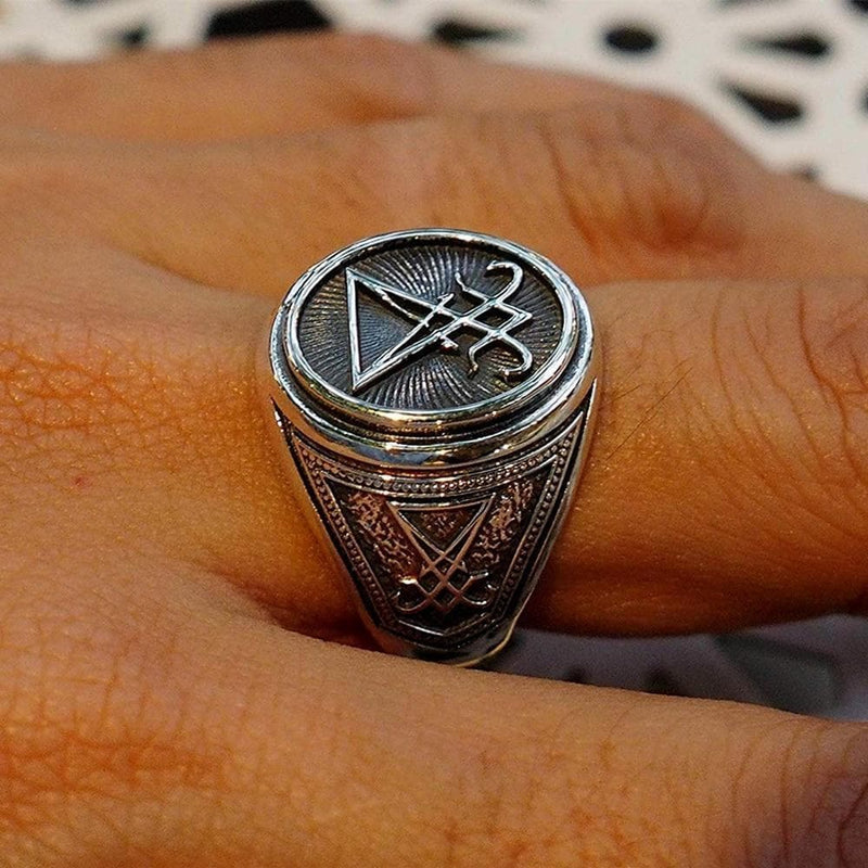 Wiccan Sigil of Lucifer Stainless Steel Ring - Ancient Treasures