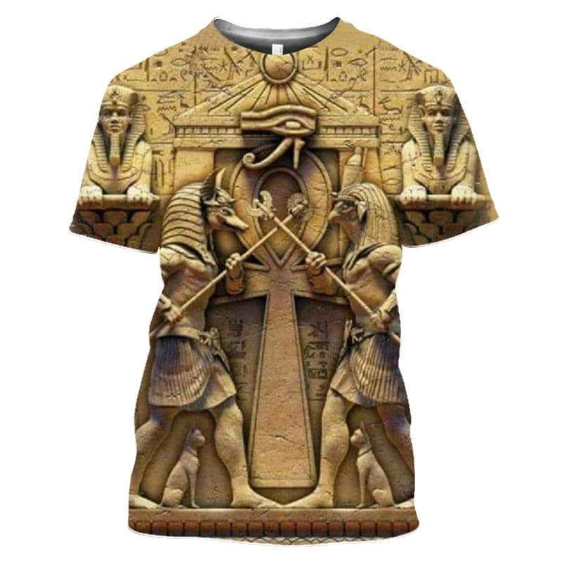 Shirts & Tops Ancient Egyptian Anubis Horus Combat 3D Printed T-Shirt Ancient Treasures Ancientreasures Viking Odin Thor Mjolnir Celtic Ancient Egypt Norse Norse Mythology