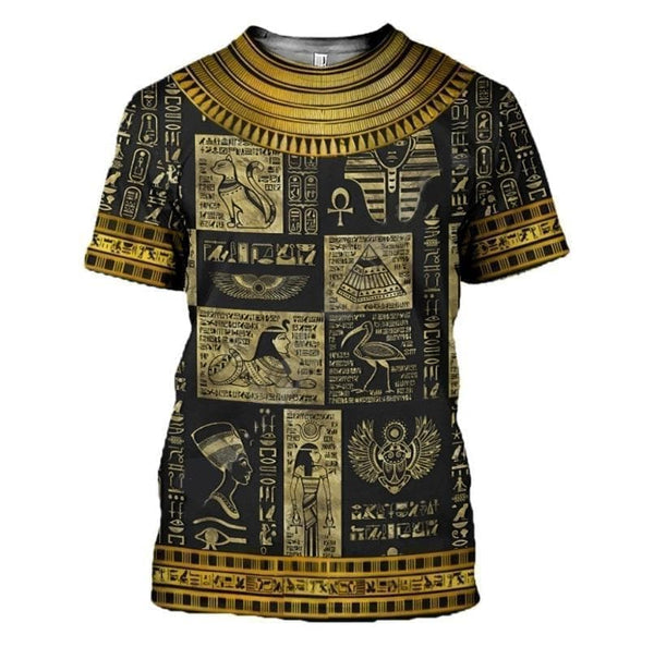 Ancient Egyptian Symbols & Hieroglyphics Printed T-shirt - Ancient 