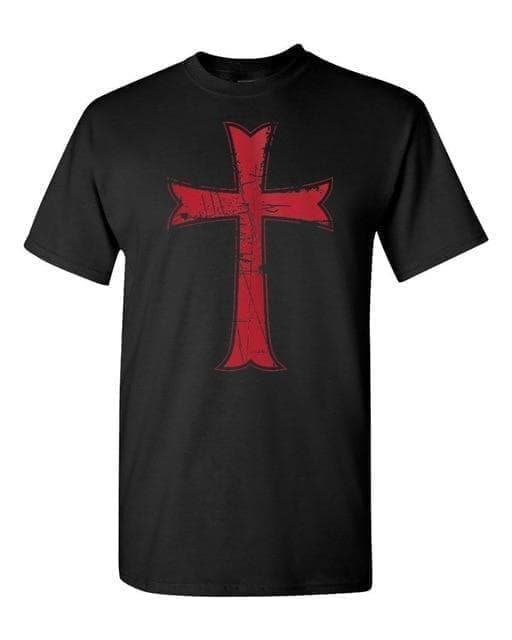 Shirts & Tops Black / XS Crusader Knights Templar Cross T-shirt Ancient Treasures Ancientreasures Viking Odin Thor Mjolnir Celtic Ancient Egypt Norse Norse Mythology