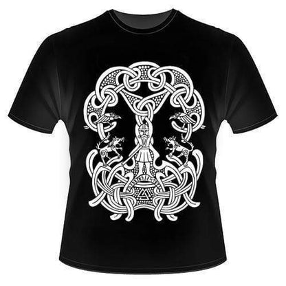 Vikings Odin and the Yggdrasil Runes Men's T-shirt Screen Printed in Scotland