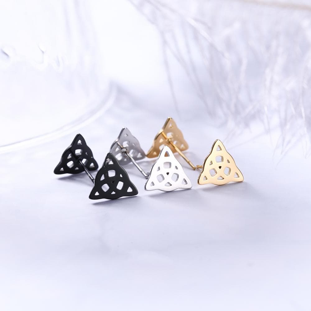 Stud Earrings Celtic Triskelion Triquetra Valknut Stainless Steel Earrings Ancient Treasures Ancientreasures Viking Odin Thor Mjolnir Celtic Ancient Egypt Norse Norse Mythology