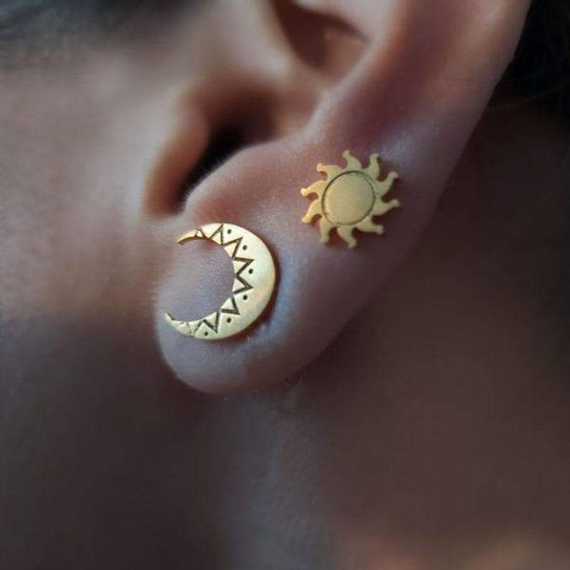 Stud Earrings Minimalism Celestial Earrings Stainless Steel Moon And Sun Earings Fashion Jewelry Women's Rose Gold Accessories Christmas Gifts|Stud Earrings| Ancient Treasures Ancientreasures Viking Odin Thor Mjolnir Celtic Ancient Egypt Norse Norse Mythology