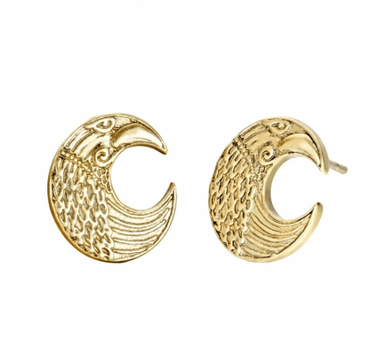 Stud Earrings QIMING Crescent Moon Gold Earring Raven Pagan Slavic Pendant Amulet Classic Design Female Women Jewelry Retro Earrings Gift|Stud Earrings| Ancient Treasures Ancientreasures Viking Odin Thor Mjolnir Celtic Ancient Egypt Norse Norse Mythology