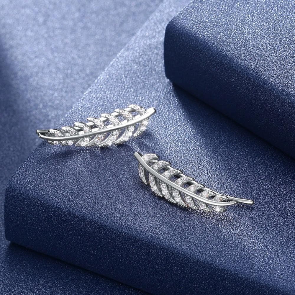 Stud Earrings Sparkling Leaf 925 Sterling Silver Stud Earrings Blue/White Cubic Zirconia Earrings for Women S925 Wedding Jewelry(Lam Hub Fong)|Stud Earrings| Ancient Treasures Ancientreasures Viking Odin Thor Mjolnir Celtic Ancient Egypt Norse Norse Mythology