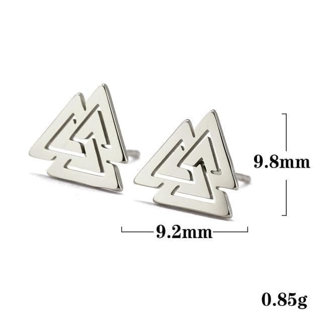 Stud Earrings Valknut Steel Celtic Triskelion Triquetra Valknut Stainless Steel Earrings Ancient Treasures Ancientreasures Viking Odin Thor Mjolnir Celtic Ancient Egypt Norse Norse Mythology