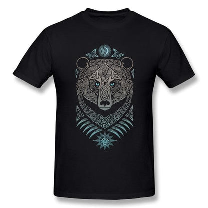 Viking Black / S Viking Bear T-Shirt Ancient Treasures Ancientreasures Viking Odin Thor Mjolnir Celtic Ancient Egypt Norse Norse Mythology