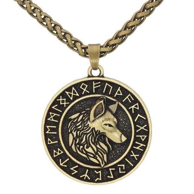 Viking Bronze / 60cm Viking Rune Wolf Necklace