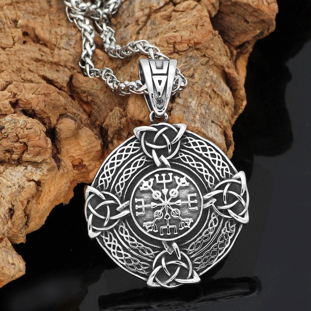 Viking Default Title Stainless Steel Necklace Helm of Terror and Triple Horn Of Odin
