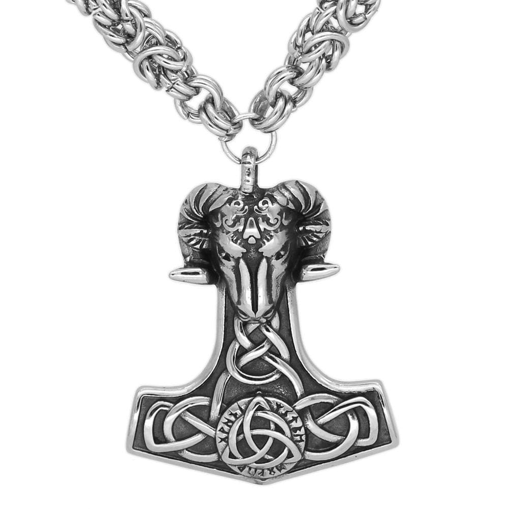 Viking HANDMADE King Chain Thor's Goat Mjolnir Necklace Ancient Treasures Ancientreasures Viking Odin Thor Mjolnir Celtic Ancient Egypt Norse Norse Mythology