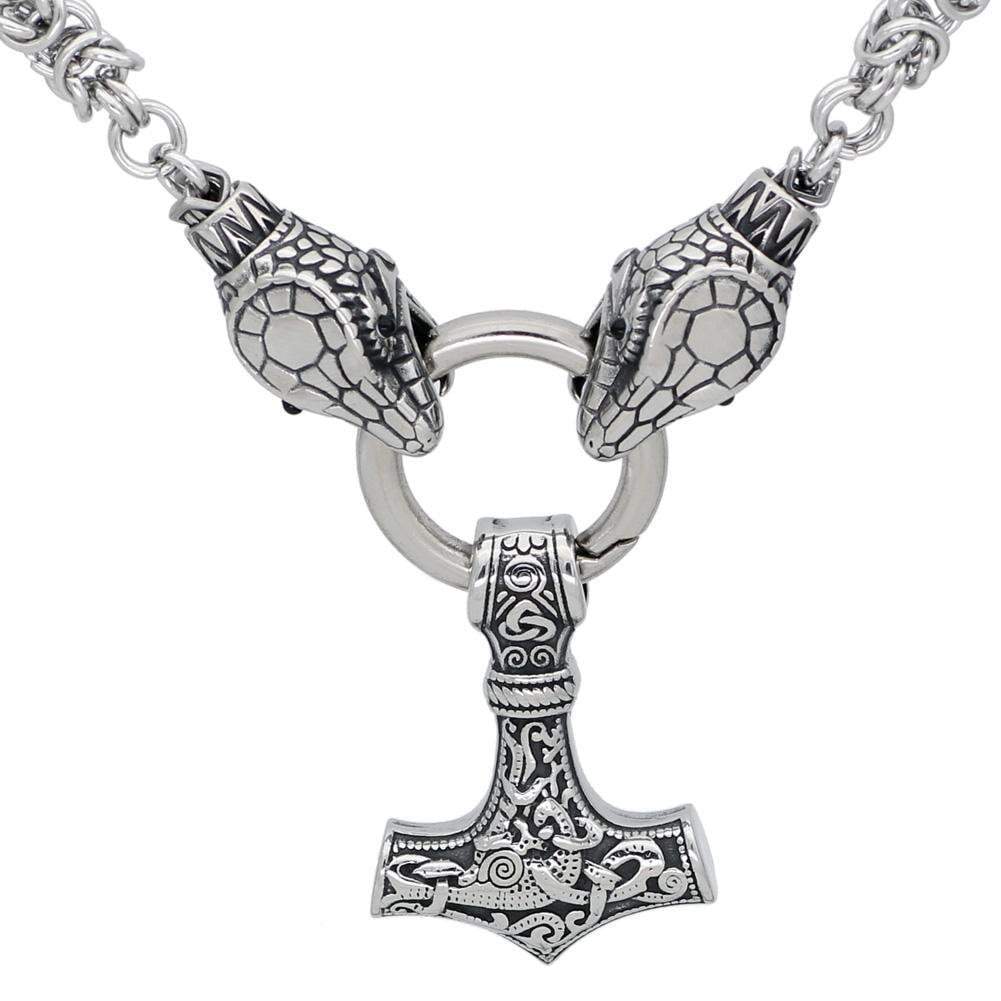Viking HANDMADE Stainless Steel Jörmungandr Mjolnir Chain Ancient Treasures Ancientreasures Viking Odin Thor Mjolnir Celtic Ancient Egypt Norse Norse Mythology