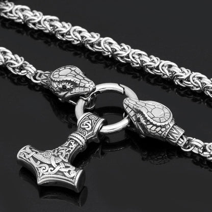 Viking HANDMADE Stainless Steel Jörmungandr Mjolnir Chain Ancient Treasures Ancientreasures Viking Odin Thor Mjolnir Celtic Ancient Egypt Norse Norse Mythology