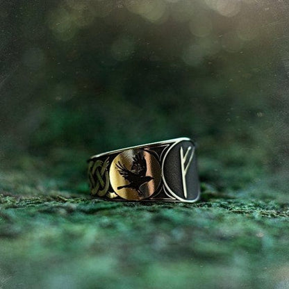 Viking Handmade Viking Huginn and Muninn Rune Ring Ancient Treasures Ancientreasures Viking Odin Thor Mjolnir Celtic Ancient Egypt Norse Norse Mythology